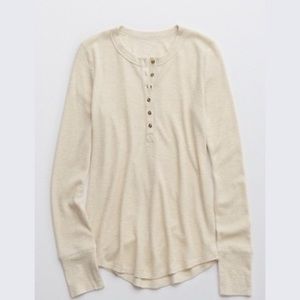 Aerie Waffle Henley Long Sleeve Tshirt 